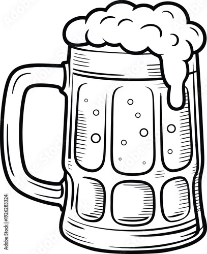 Foamy Beer Mug Illustration for Pub and Brewery Branding