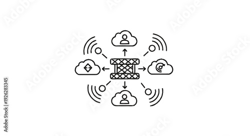 Central hub connecting multiple cloud services and users wirelessly.