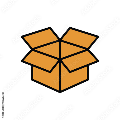 Open cardboard box is ready for packaging goods.