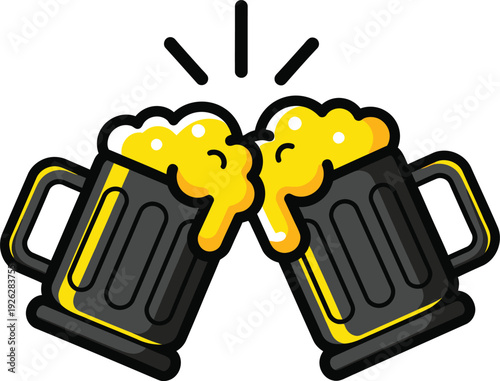 Cheers with two beer mugs