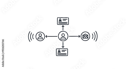 Central person connected to contacts and information flow.