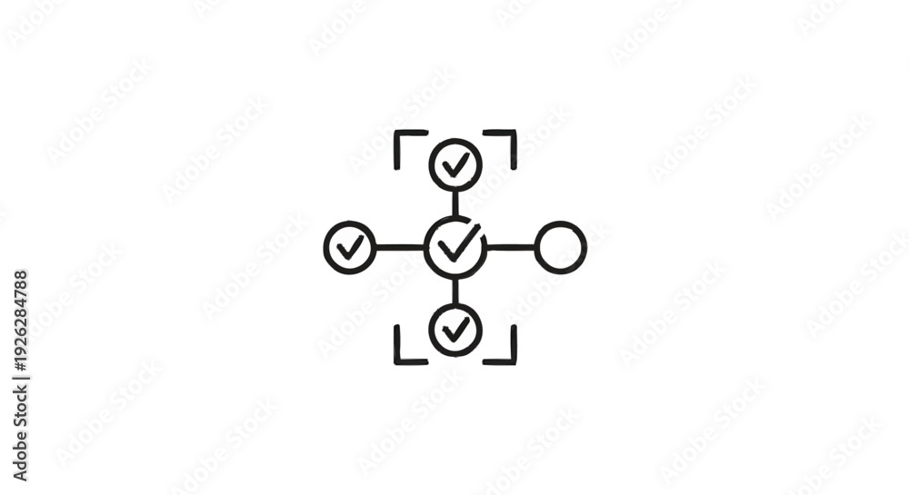 Obraz premium Centralized Checkmarks and Nodes Representing Successful Connections.