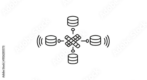 Central Hub Connecting Multiple Databases Wirelessly.