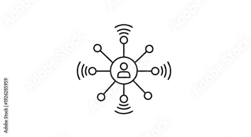 Central Person Connected to Multiple Devices Wireless Network.