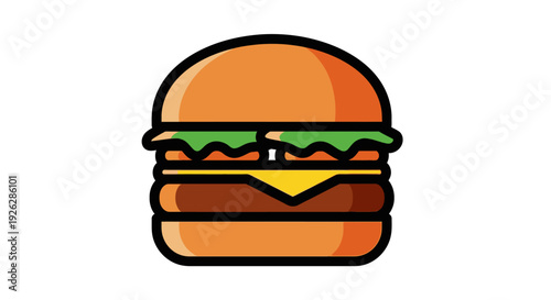Delicious burger illustration isolated on white background for fast food designs