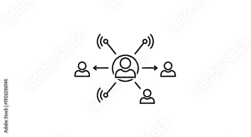 Central Person Connected to Multiple People Through Network Signals.