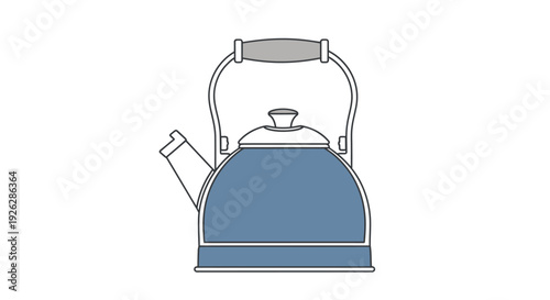 Blue kettle illustration on white background for design and commercial use