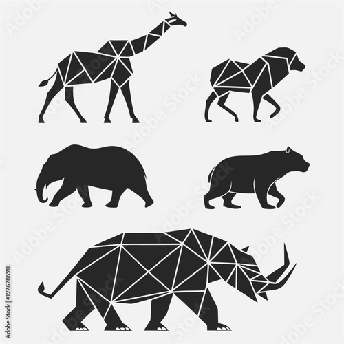 Geometric and Solid Black Animal Silhouettes

