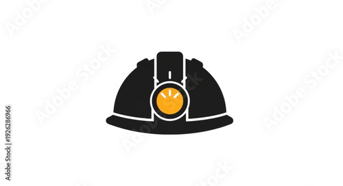 Black mining helmet with a bright light for underground work and safety.