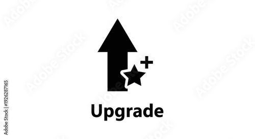Upgrade Icon with Star Symbolizing Improvement and Enhancement of Services.