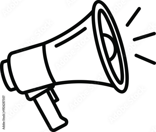 Megaphone icon with sound waves, announcement loudspeaker symbol isolated on white background, marketing promotion and communication concept