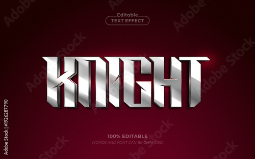 Editable 3D Knight text effect logo
