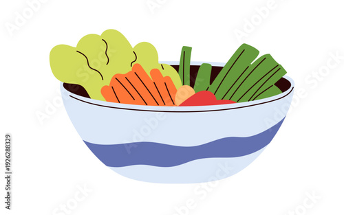 Vegetable bowl. Fresh healthy veg diet food, natural salad ingredients, carro...