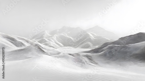 Abstract Flowing Landscape Made of Wire with Soft Curves and Mist