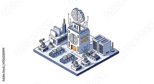Isometric Factory Building Industrial Complex.