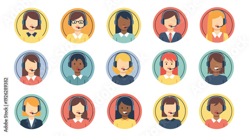 Diverse Group of Cartoon People Faces.