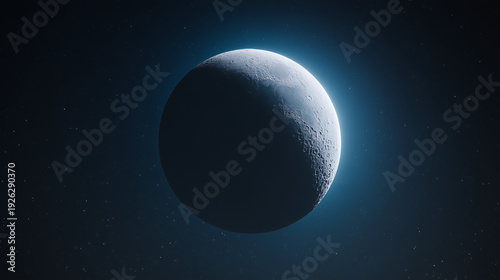 Wallpaper Mural Moon with Subtle Blue Atmospheric Glow and Detailed Craters Torontodigital.ca