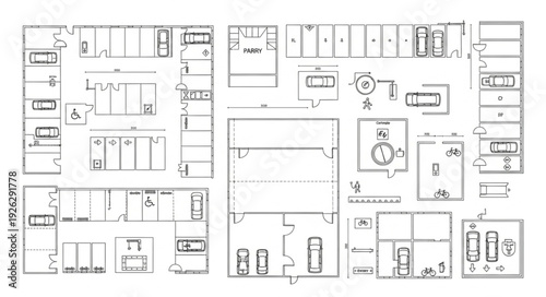 Detailed architectural blueprint showcasing interior design and room layouts for a building project.