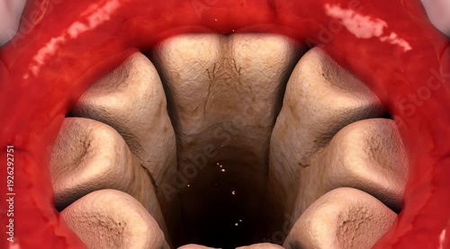 Human Throat and Oral Cavity Anatomy Close Up Medical 3D Illustration