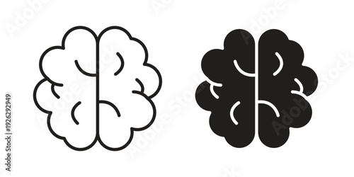 Brain icon elements. A modern flat and line icons set
