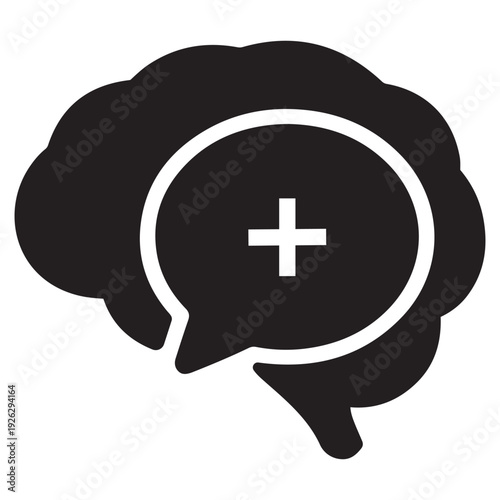 Mental Health Support and Positive Thinking Brain Icon - Psychological Well-being and Care Vector Illustration