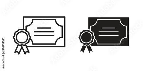 Certificate icon elements. A modern flat and line icons set