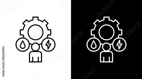 Public Utilities Outline White Icon Set Design