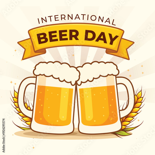 Vector illustration of international beer day social media template