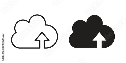 Cloud upload icon elements. A modern flat and line icons set