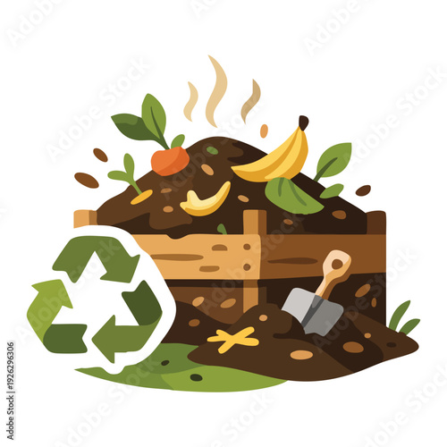 Organic Compost Heap for Soil Fertility and Eco Farming Illustration