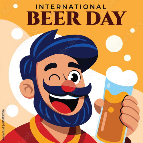 Vector illustration of international beer day social media template