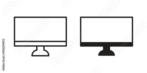 Computer screen icon elements. A modern flat and line icons set