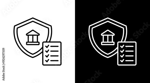 Government Policy Outline White Icon Set Design