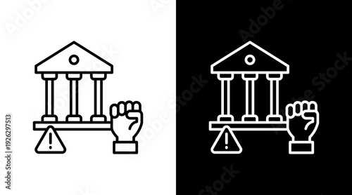 Political Protest Outline White Icon Set Design