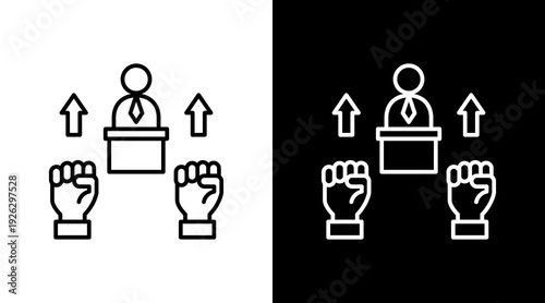Political Power Outline White Icon Set Design