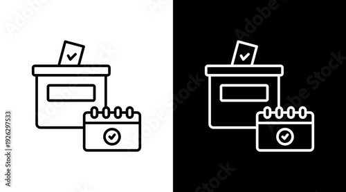 Voting Day Outline White Icon Set Design