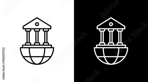 International Politics Outline White Icon Set Design