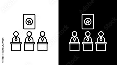 Election Candidate Outline White Icon Set Design