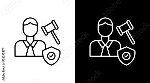 Authority Figure Outline White Icon Set Design
