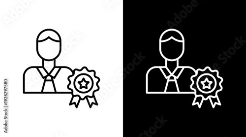 Leadership Role Outline White Icon Set Design