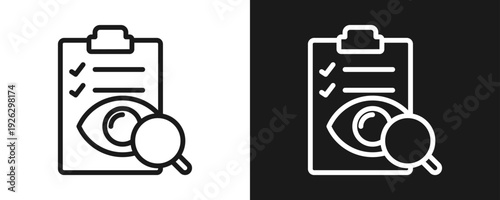 Observation Icon Set Outline In White And Black Background