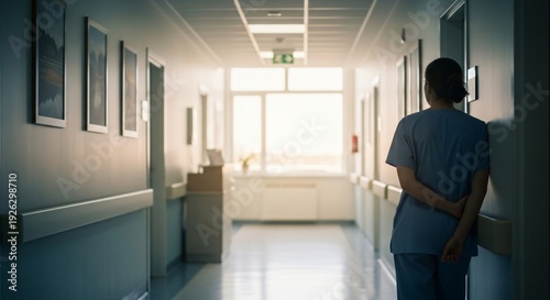 Wallpaper Mural Feeling Nervous Individual Anticipating Test Results in Calm Hospital Corridor Environment Torontodigital.ca