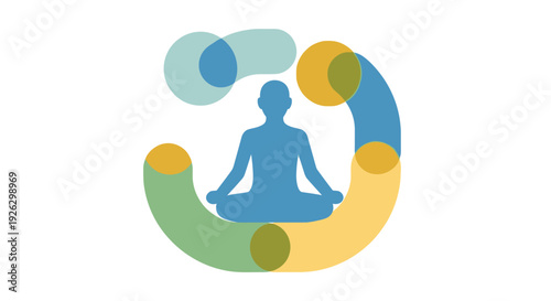 A conceptual illustration envisioning human well-being integrated with advanced AI technology, fostering digital mindfulness, balance, and serene personal evolution