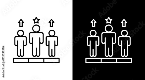 Team Leadership Outline White Icon Set Design