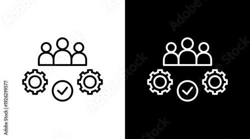 Human Resources Management Outline White Icon Set Design