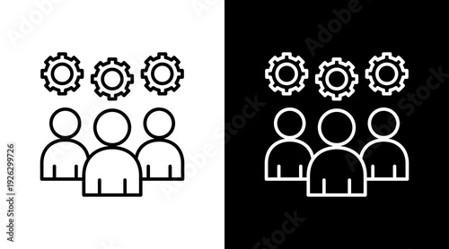 People Operations Outline White Icon Set Design