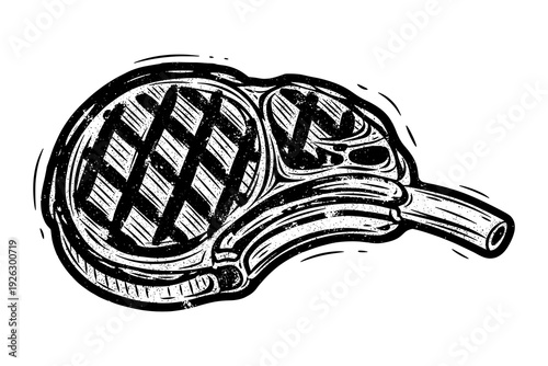 Grunge style retro tennis racket illustration
