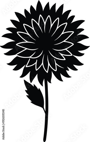 Chrysanthemum silhouette vector art Illustration