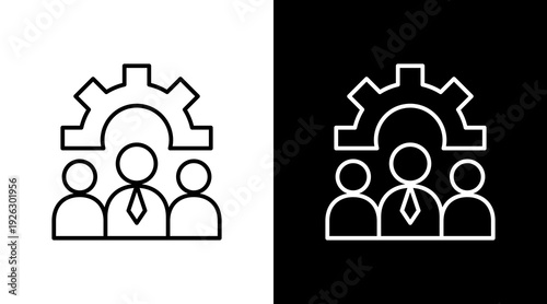 Team Manager Outline White Icon Set Design