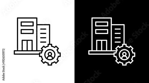 Office Manager Outline White Icon Set Design